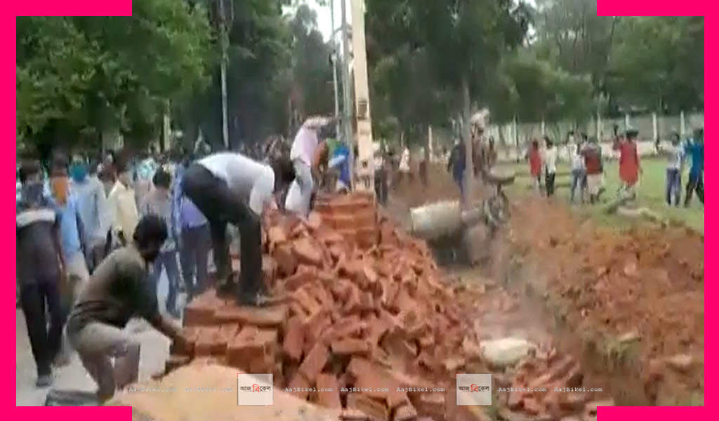 Visva-Bharati University was broken with a bulldozer